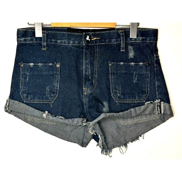One Teaspoon Womens Shorts Distressed Cut Off Beach Festival Boho Blue Size 8/26 - Picture 1 of 16